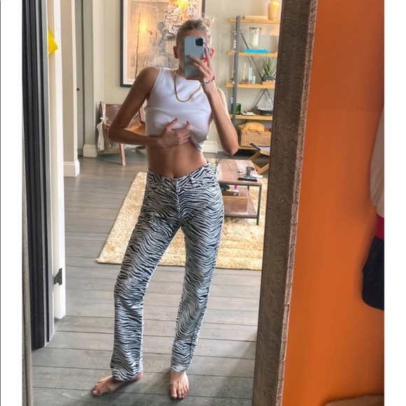 ZARA zebra print high rise jeans size 2 - Picture 5 of 11